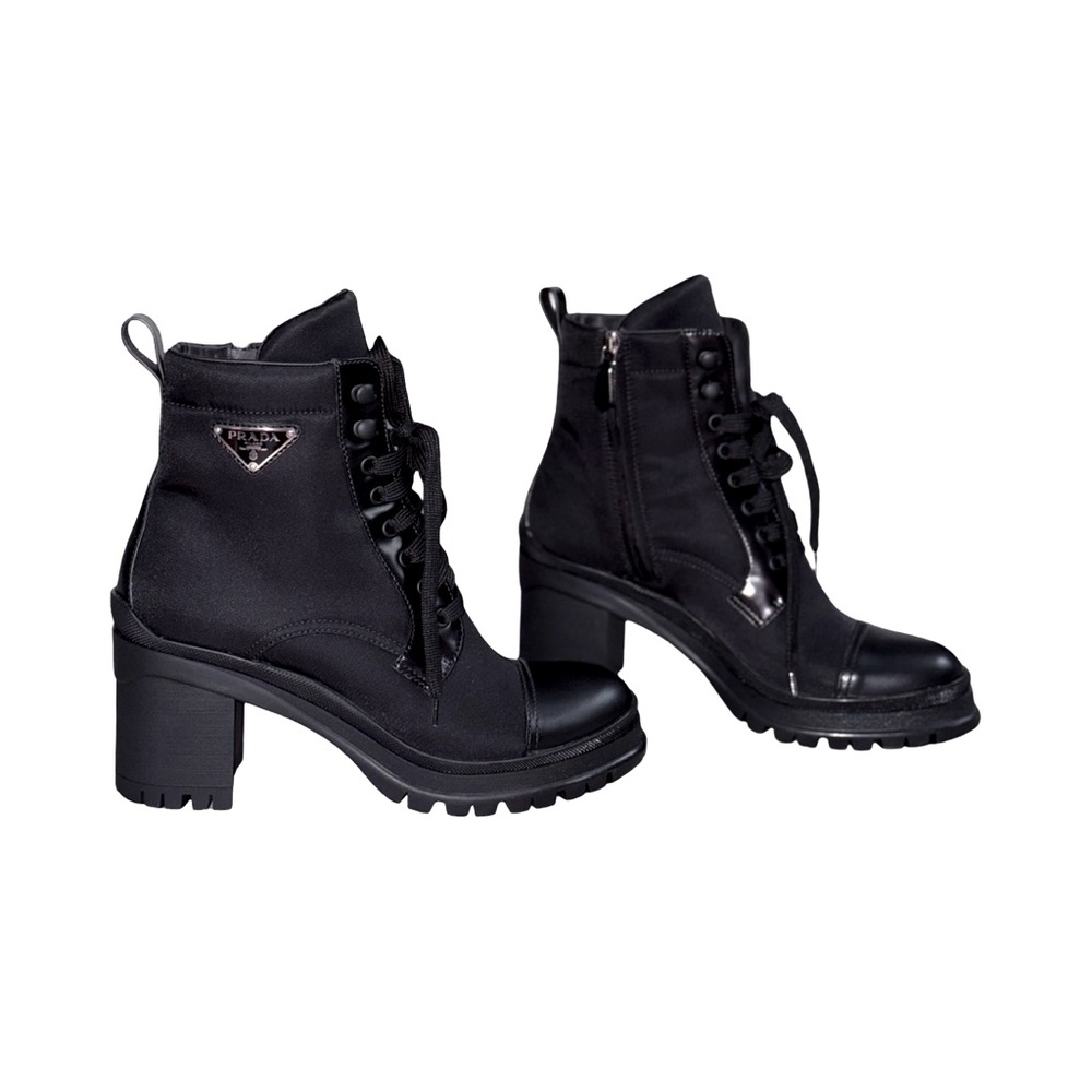 Prada Nylon Lace Up Booties